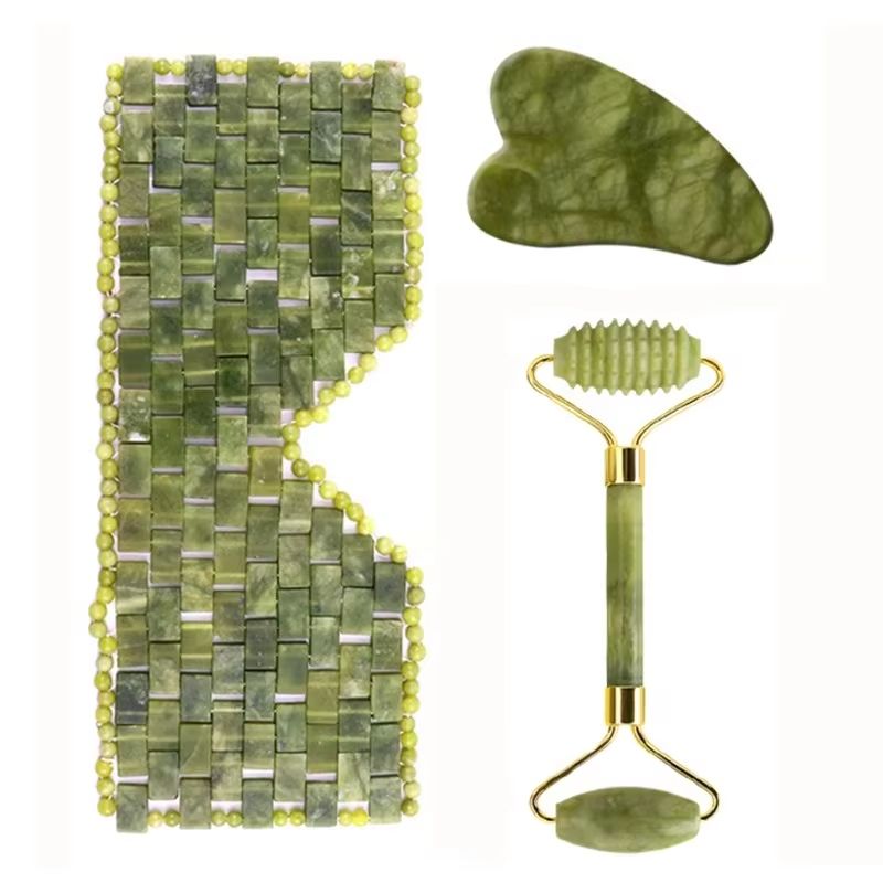 Jade Roller Gua Sha - Máscara Facial de Jade Massageador Facial