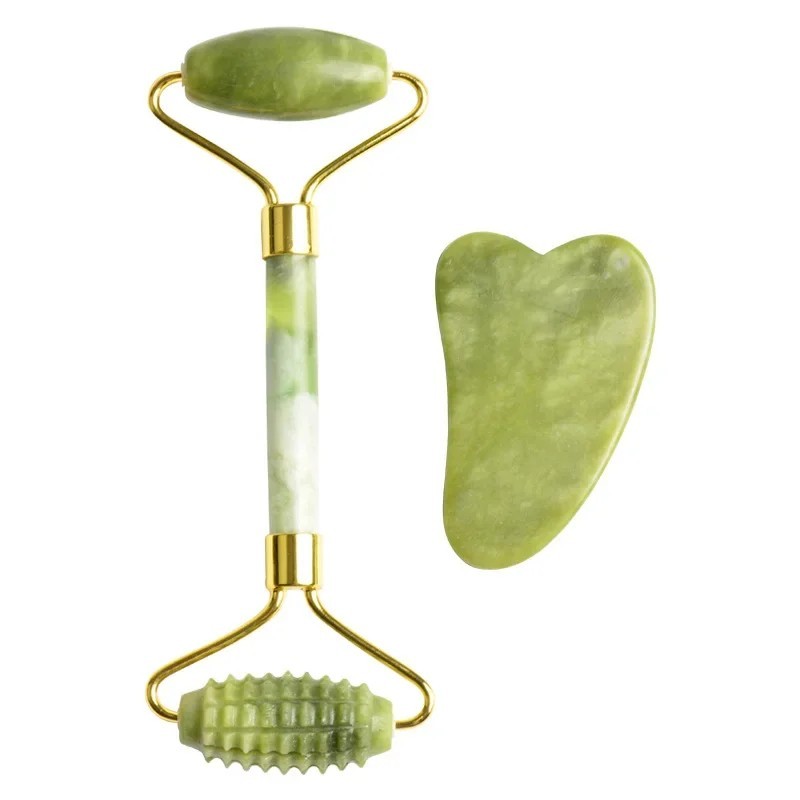 Jade Roller Gua Sha - Conjunto de rolo de massagem de