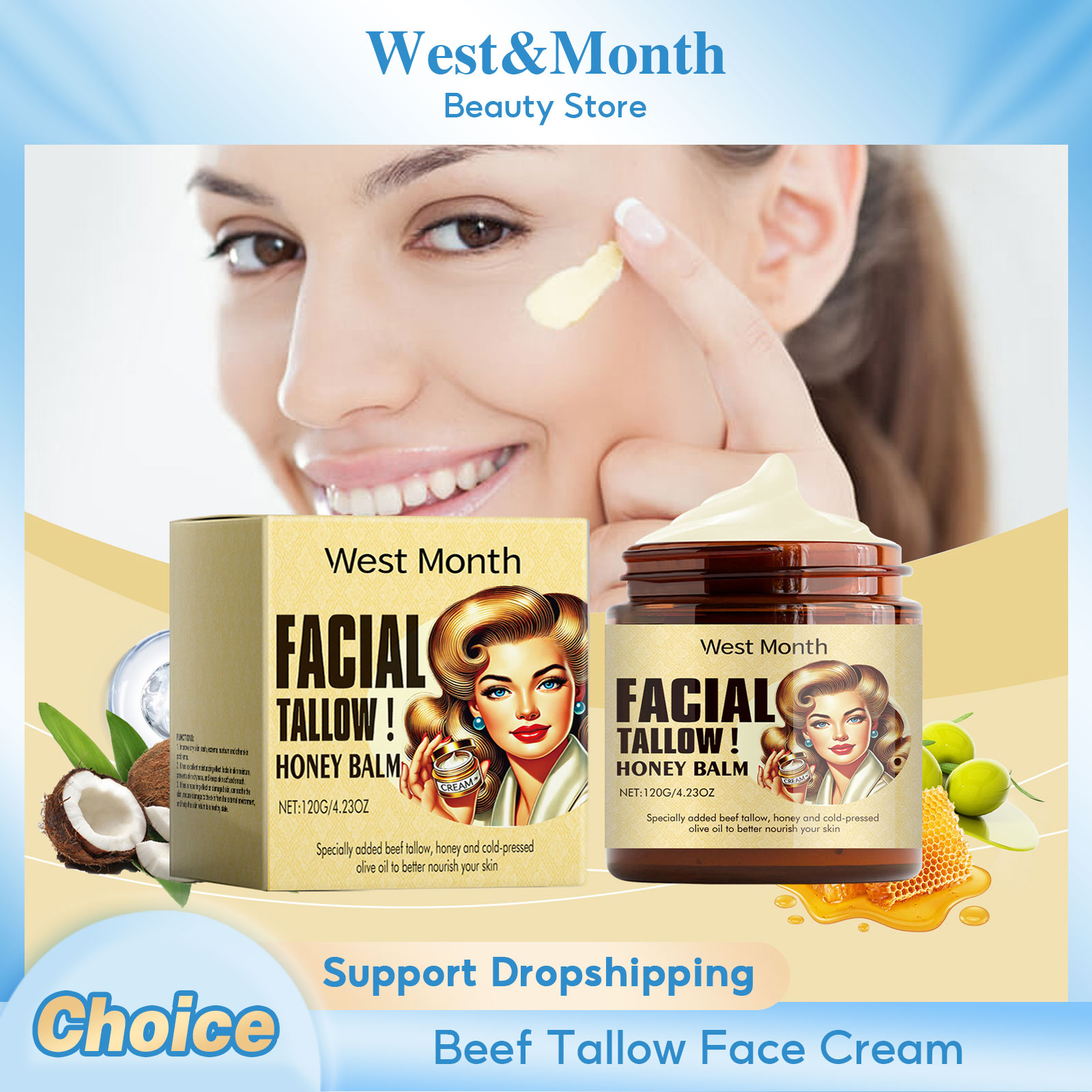 Beauty Glazed Makeup - Carne tallow creme facial anti-rugas hidratante