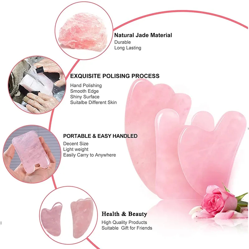 Rosa quartzo guache raspador r - Jade Roller Gua Sha avaliação e preço