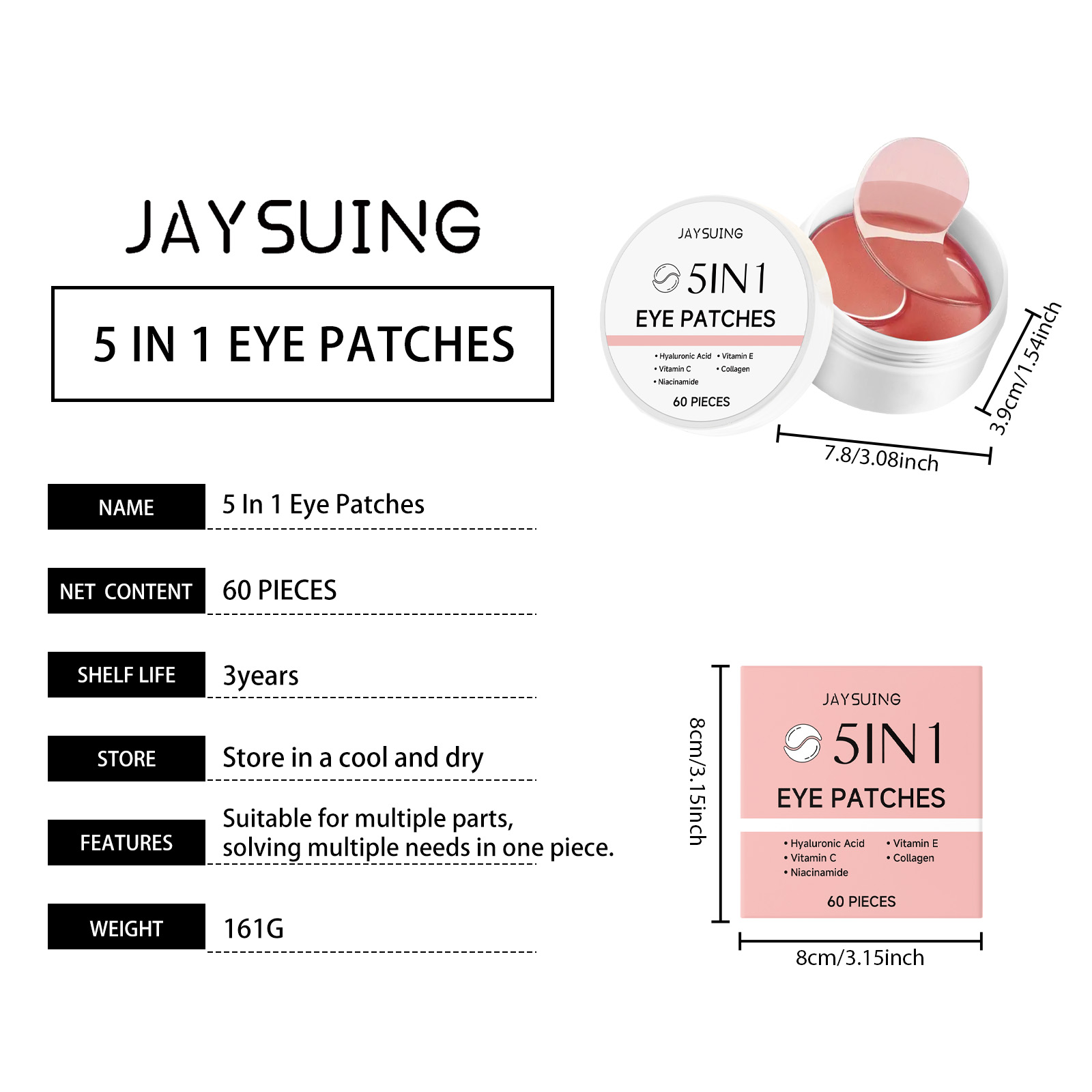 JAYSUING Conjunto de 60 Máscar - Collagen Eye Patch avaliação e preço