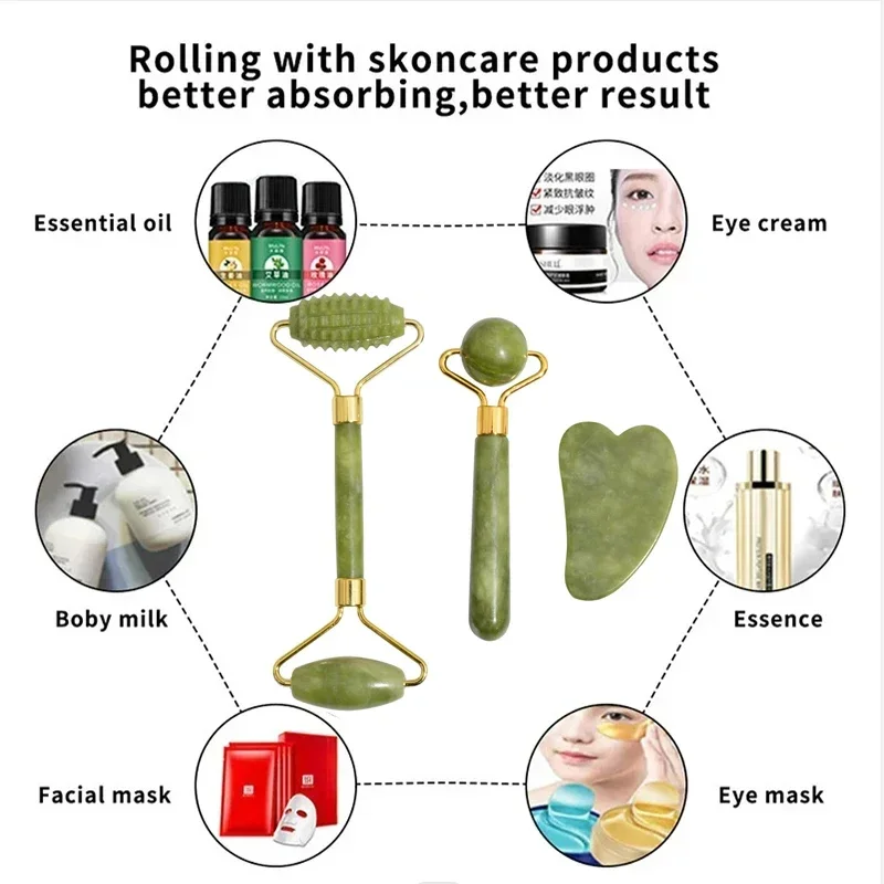 Rolo de jade natural rosto gua - Jade Roller Gua Sha avaliação e preço